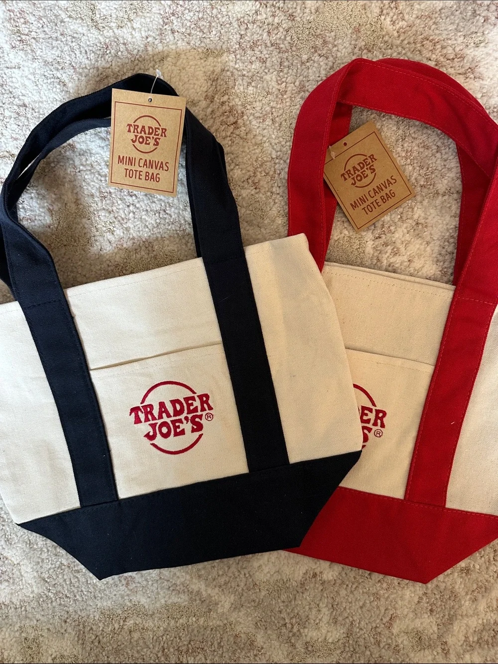Trader Joe's Mini Canvas Tote Bag - Red & Navy. BNWT - Picture 1 of 1